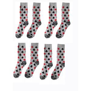 West Loop Men's Gray Poker Deck of Cards Dress Socks NWT 6-12 Shoe Size 4 Pairs